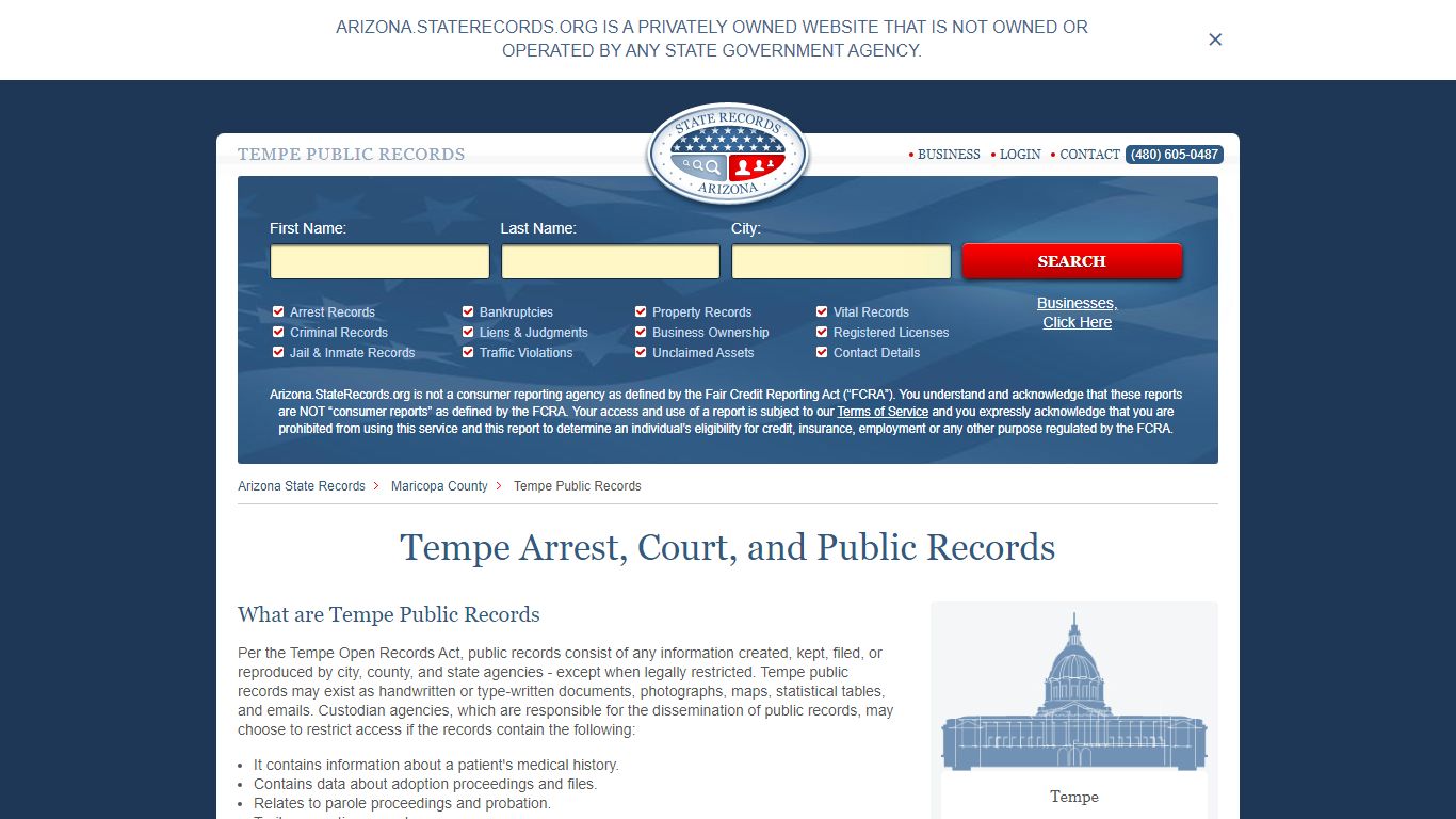 Tempe Arrest and Public Records | Arizona.StateRecords.org