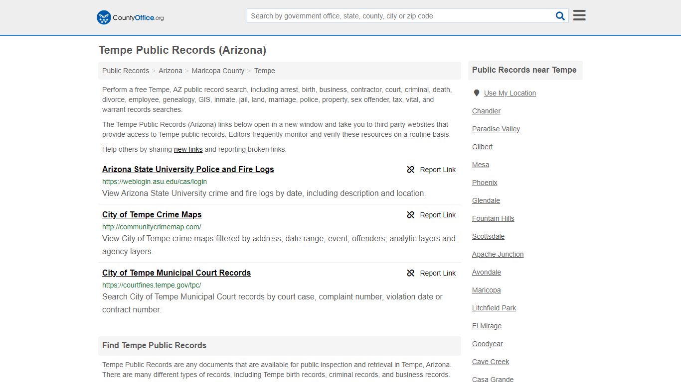 Public Records - Tempe, AZ (Business, Criminal, GIS, Property & Vital ...